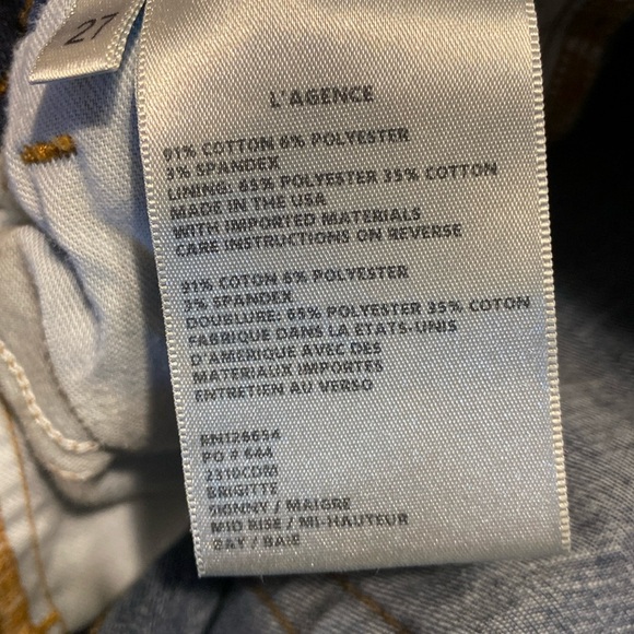 L’AGENCE “Brigitte” Skinny Mid-Rise Jeans Blue Denim Dark Wash Size 27” x 28” - Picture 7 of 15